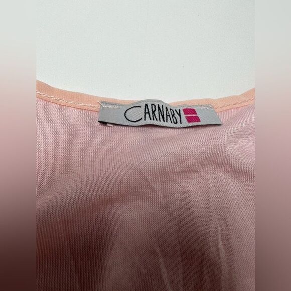 Carnaby Peach Chiffon Blouse Ruffle Sleeve Size S Lined Made in Italy - Picture 6 of 8